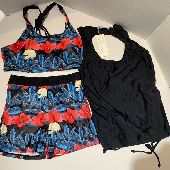 JASAMBAC 3 Piece Tankini Swimsuit Size M New - Picture 1 of 10